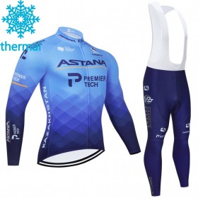 Completo Maglia ML + Pantaloncino con bretelle ML 2021 Astana-Premier Tech Winter Invernale N001